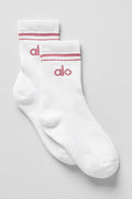 Unisex Half-Crew Throwback Sock - White/Pink Wild Rose