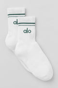 Unisex Half-Crew Throwback Sock - White/Clover Green