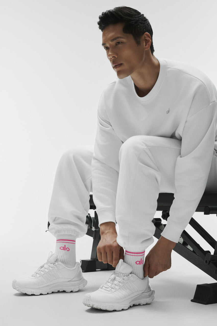 Unisex Half-Crew Throwback Sock - White/Paradise Pink