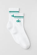 Unisex Half-Crew Throwback Sock - White/Emerald Isle