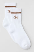 Unisex Half-Crew Throwback Sock - White/Sun Kissed Brown