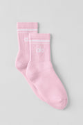 Unisex Half-Crew Throwback Sock - Pink Marshmallow/White