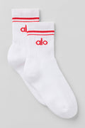 Unisex Half-Crew Throwback Sock - White/Bright Red