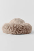 Courchevel Cashmere Faux Fur Beanie - Oat Heather