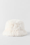 Faux Fur Starstruck Bucket Hat - Ivory