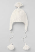 Cable Knit Winter Bliss Earflap Beanie - Ivory
