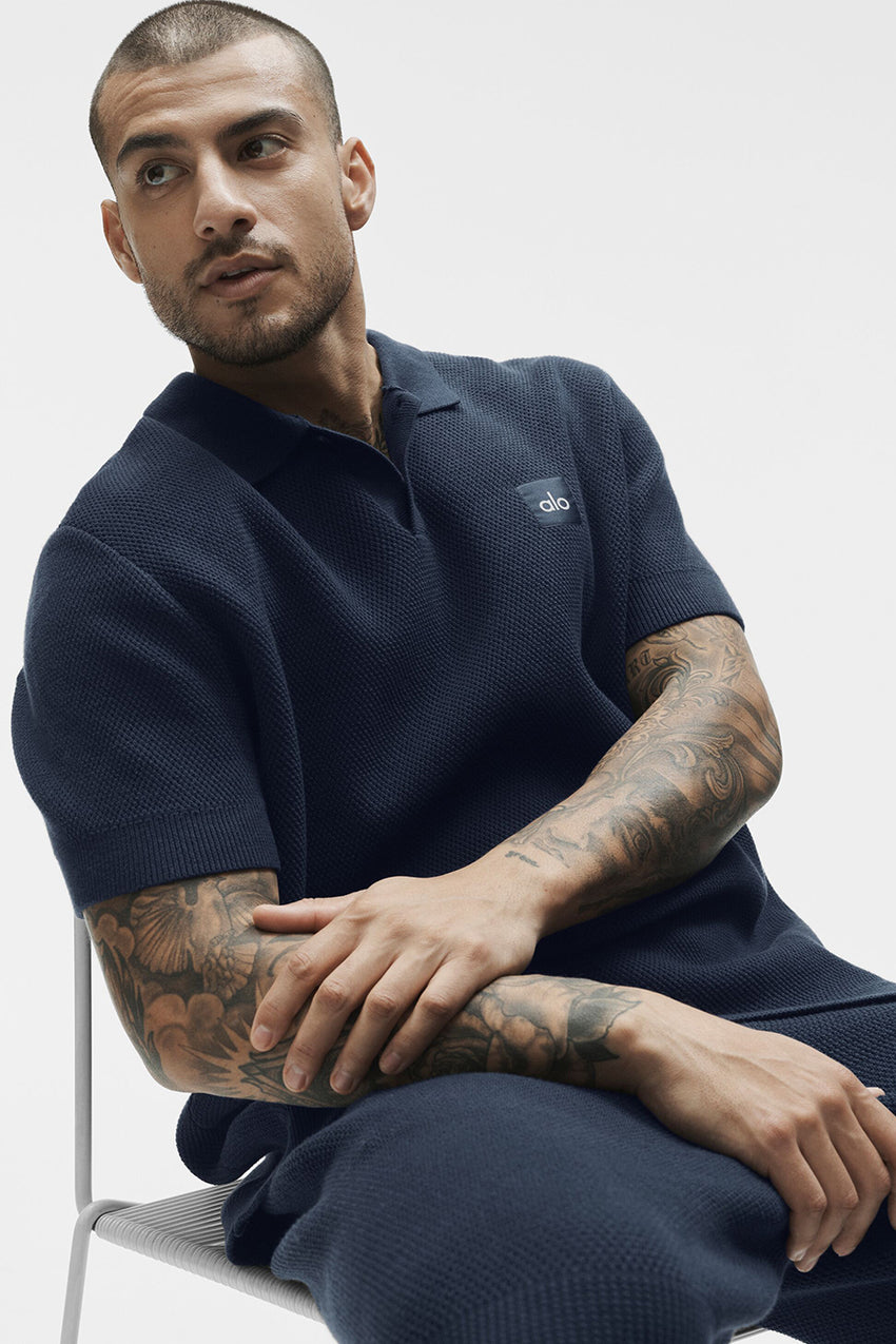 Sports Club Sweater Knit Polo - Navy