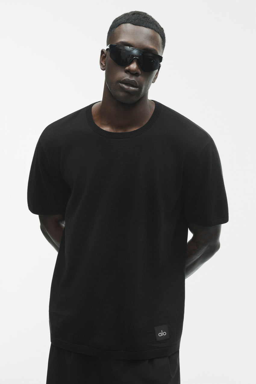 Cotton Cashmere Ever Soft Short Sleeve Crew - Black