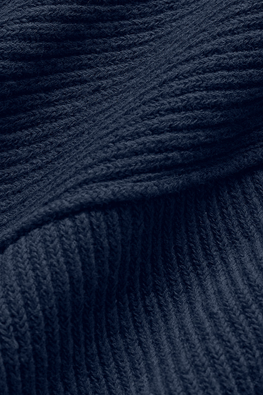 Domain Shift Rib Knit 1/4 Zip Sweater - Navy