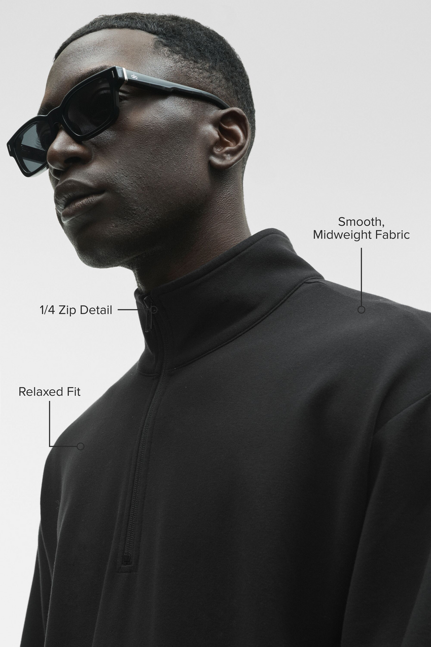 Double Take Long Sleeve 1/4 Zip - Black