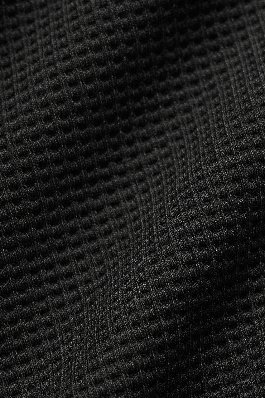 Waffle Lounge Long Sleeve Crew - Black