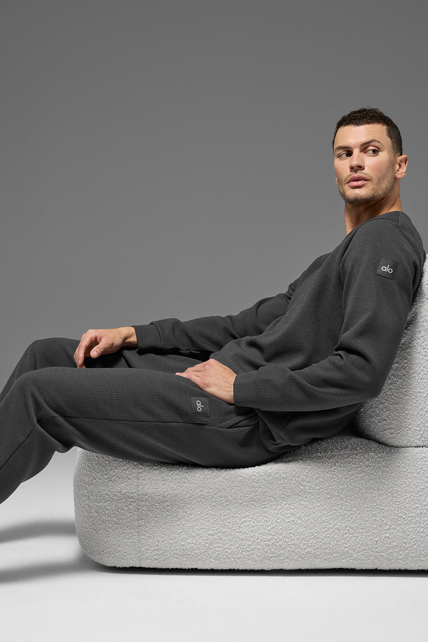 Waffle Lounge Long Sleeve Crew - Anthracite