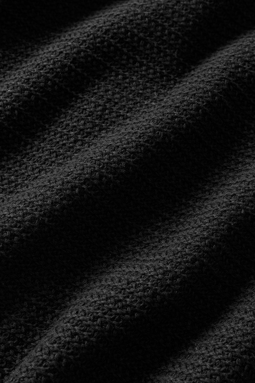 Shift Knit Button Up Long Sleeve - Black
