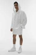 Linen Days Button Up Hoodie - White
