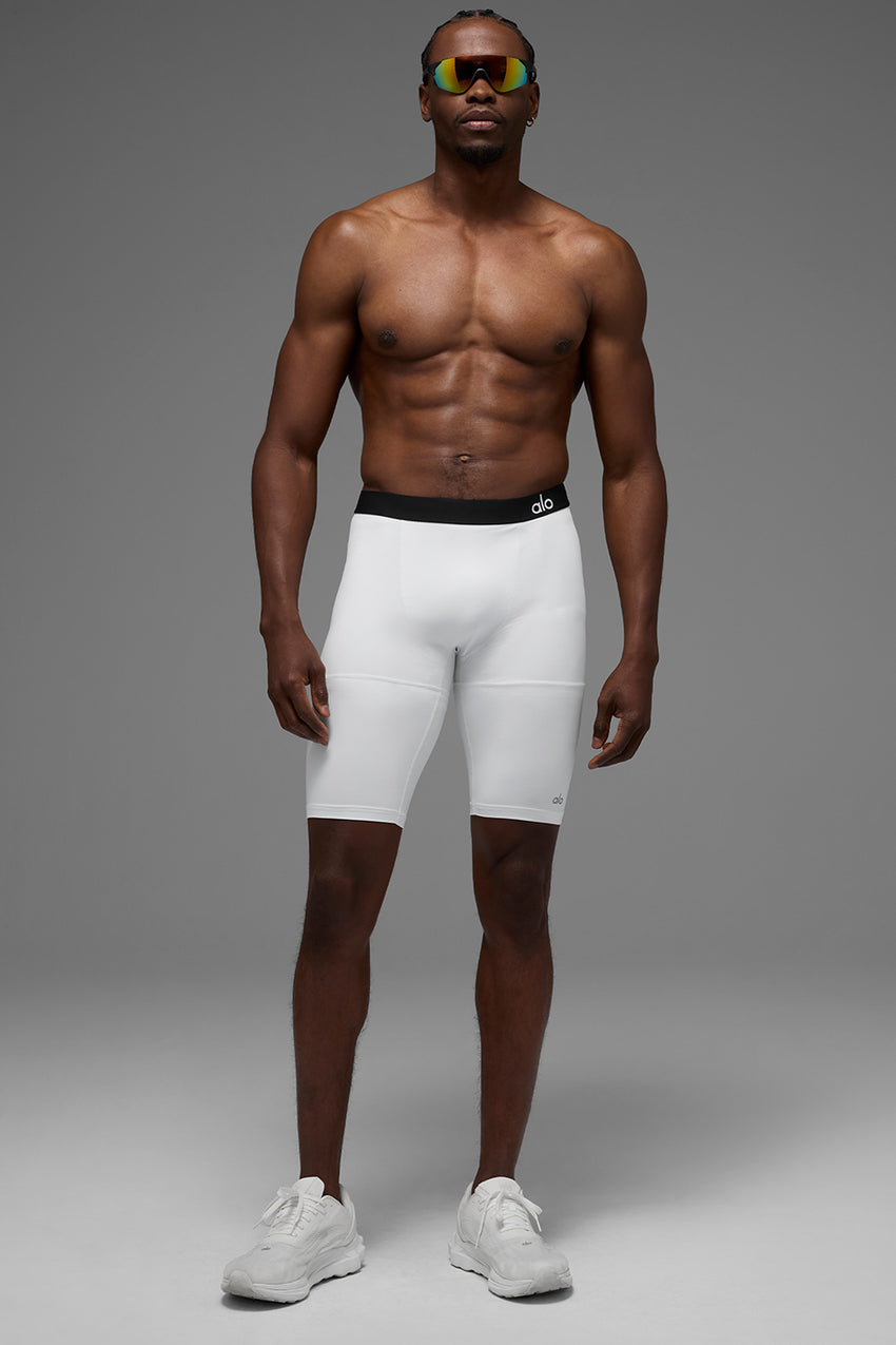 9" Flight Compression Short - White