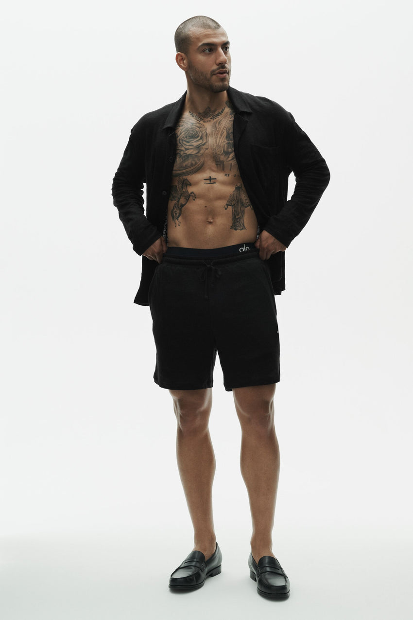 7" Linen Jersey Coastal Short - Black