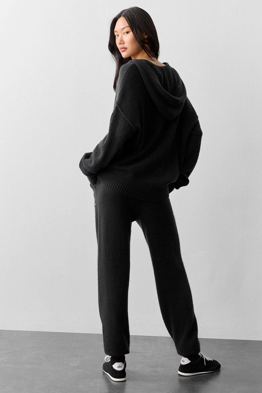 Wool Cashmere New Class Full Zip Hoodie - Black