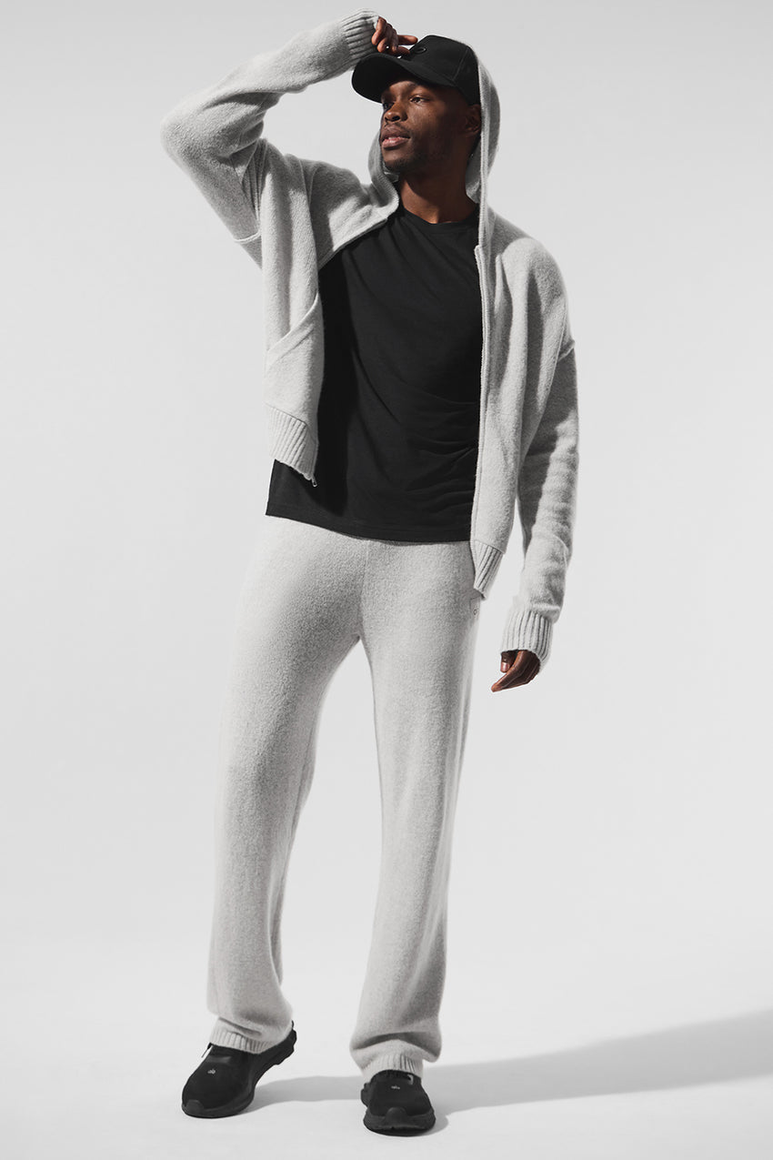 Wool Cashmere New Class Full Zip Hoodie - Pearl Grey Heather