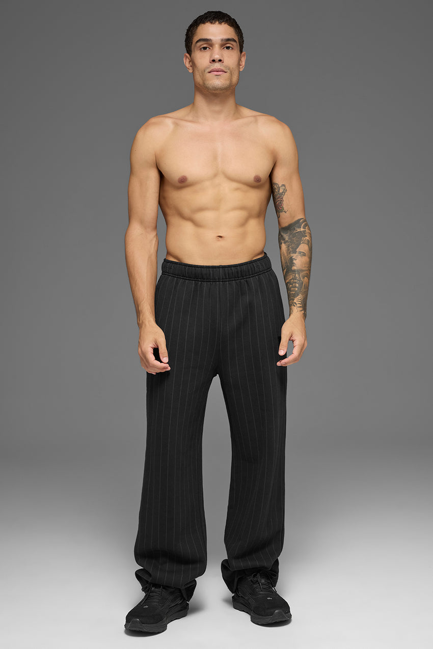 Pinstripe Straight Leg Sweatpant - Black Pinstripe