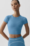 Alosoft Crop Finesse Short Sleeve - California Blue