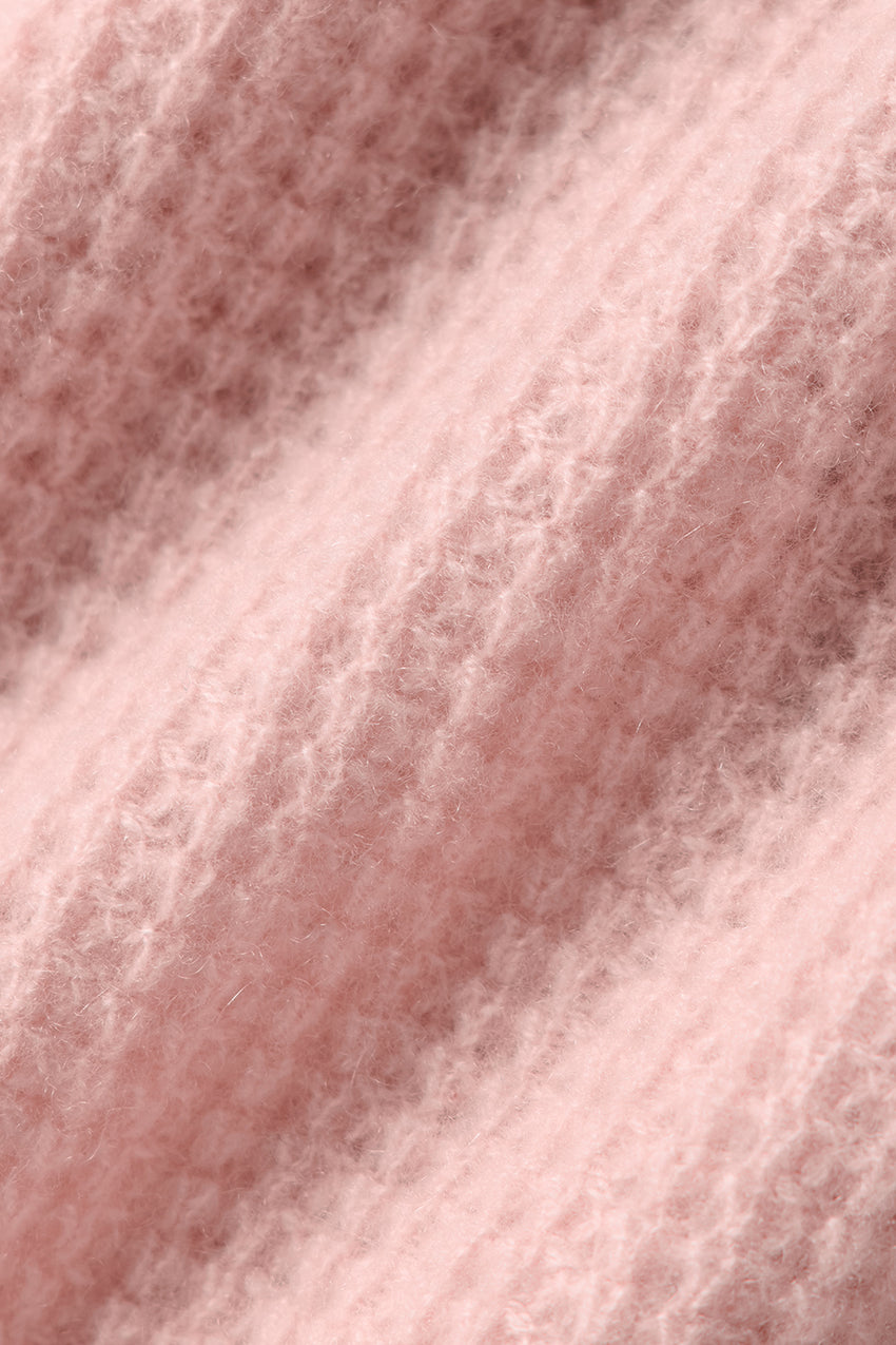 Cashmere Plush Waffle Polo Tee - Pink Quartz