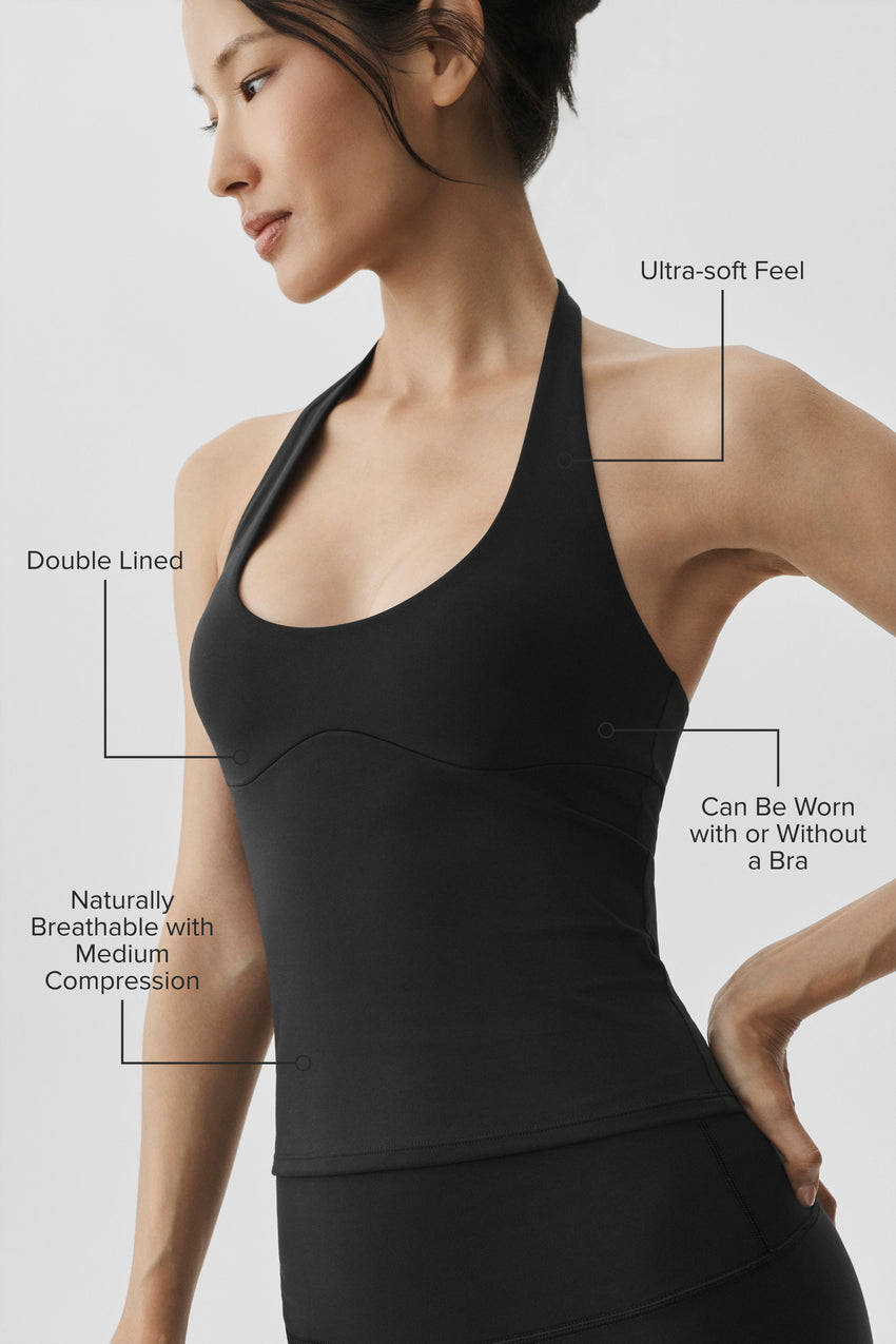 ALO Softsculpt Precision Halter Tank - Black