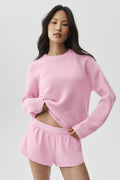 Wool Cashmere Ribbed Noble Crewneck Sweater - Pink Marshmallow