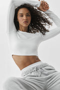 Alosoft Crop Finesse Long Sleeve - White