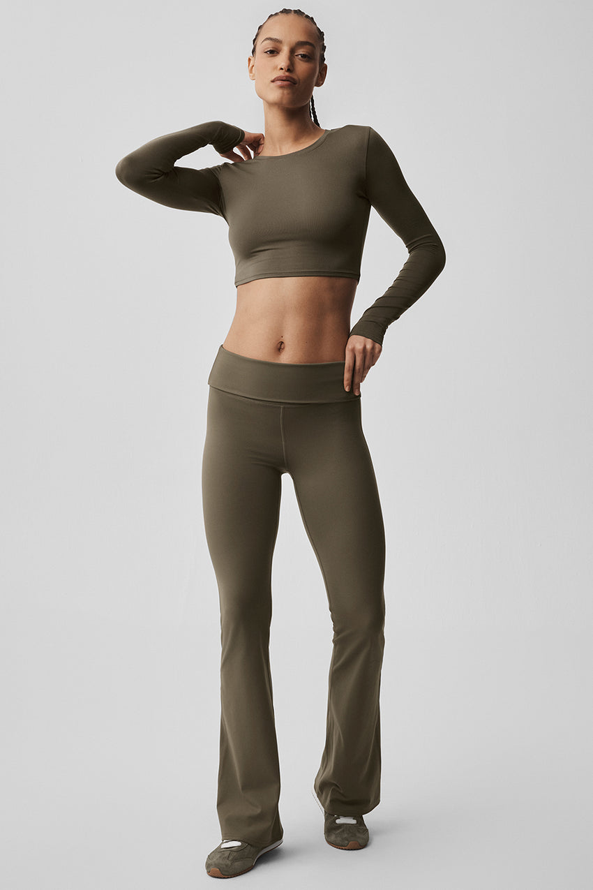 Alosoft Crop Finesse Long Sleeve - Olive Tree