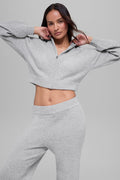 Cashmere Plush Waffle Full Zip Hoodie - Athletic Heather Grey