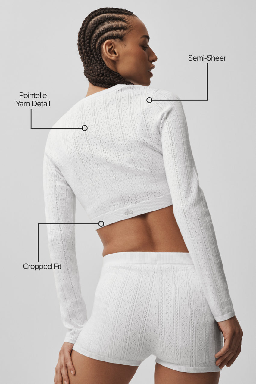 Pointelle Sweater Be Mine Cardigan - Semi Sheer White