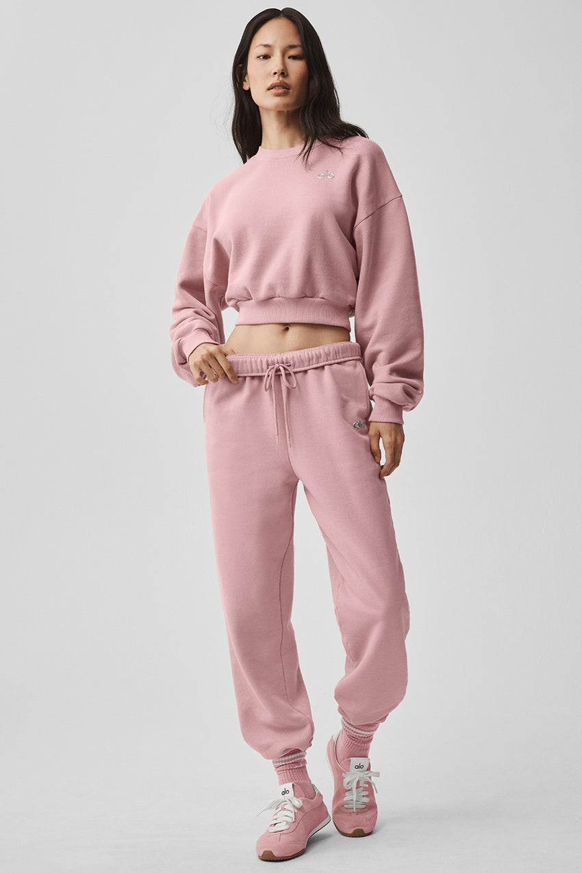 Cropped Accolade Crewneck - Vintage Pink