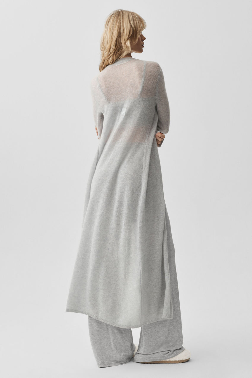 Sheer Cashmere Long Cardigan - Athletic Heather Grey