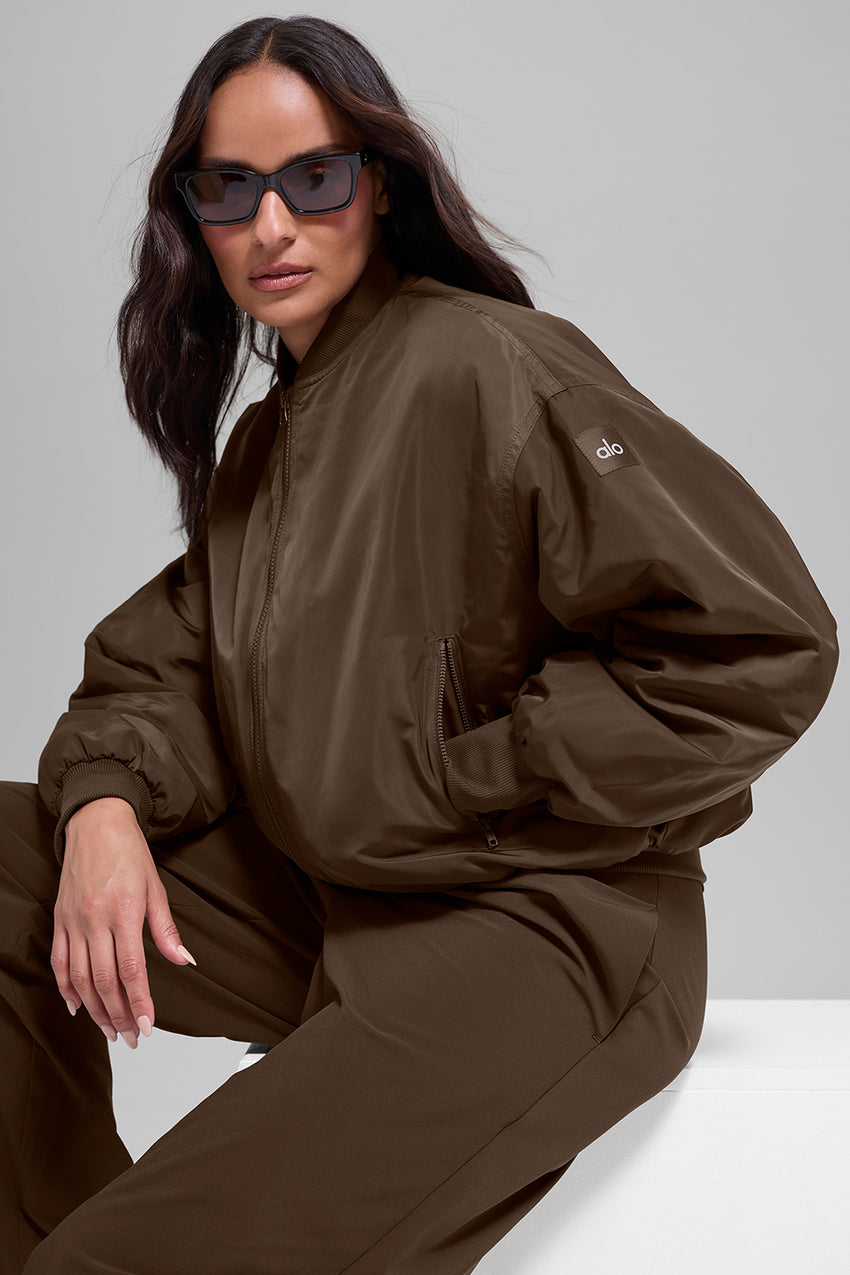 Faux Fur Urbanite Bomber - Espresso/Ivory
