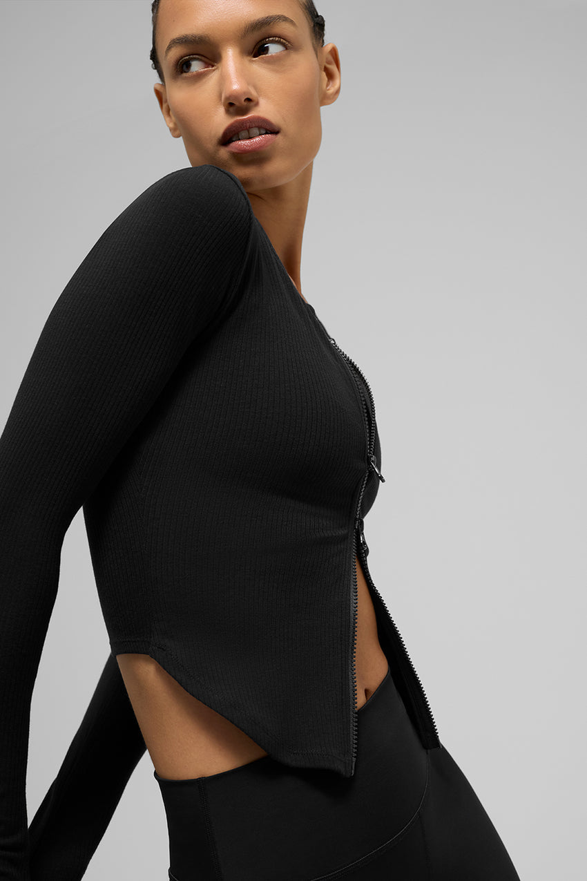 Ribbed Stardust Long Sleeve - Black