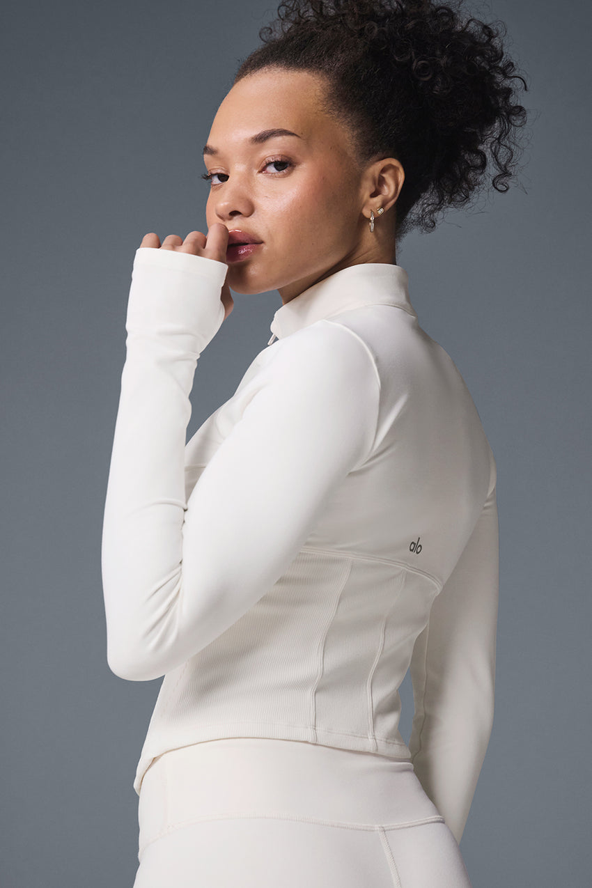 Airbrush Corset Full Zip Jacket - Ivory