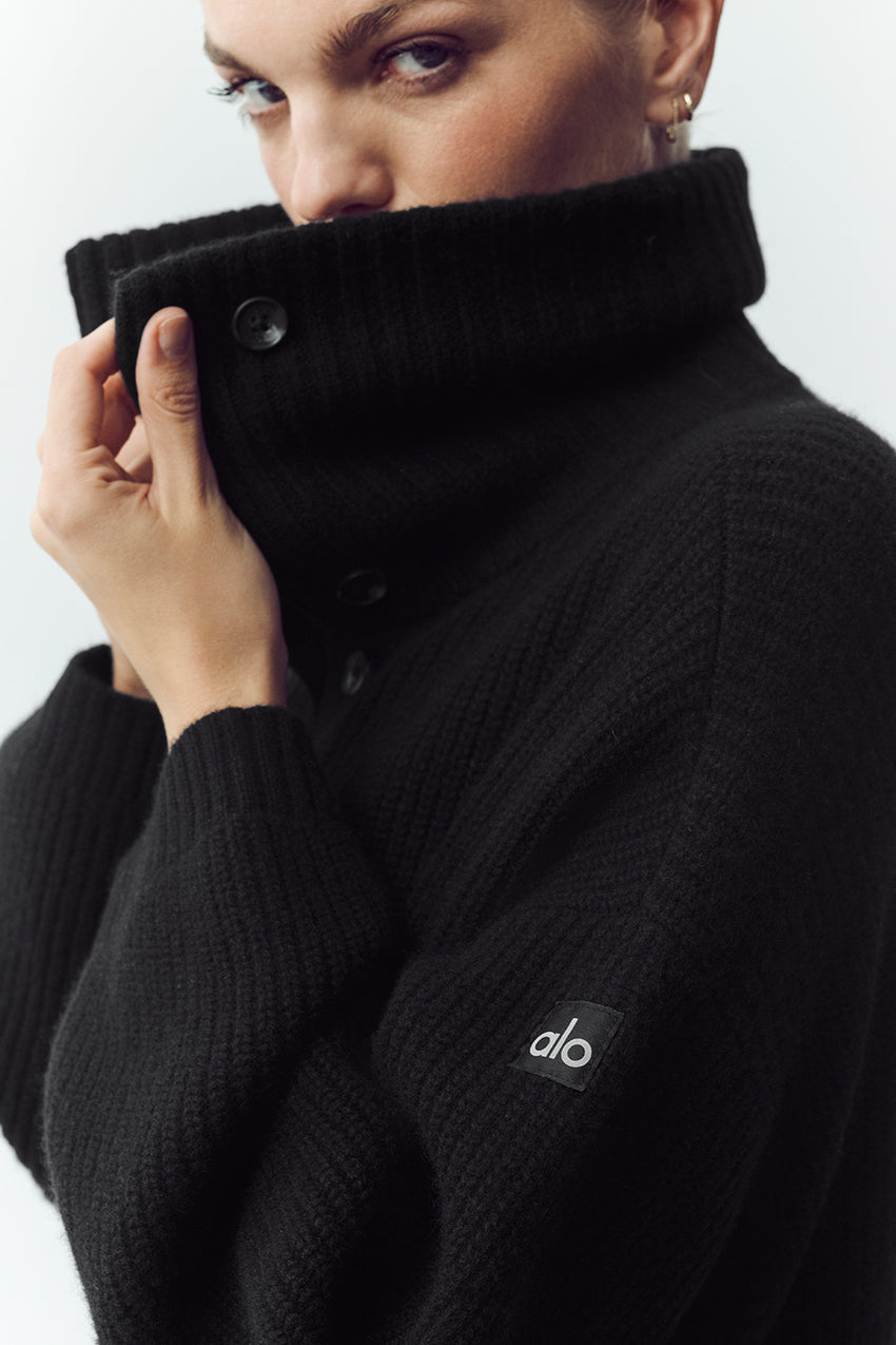 Cashmere Northstar Long Cardigan - Black