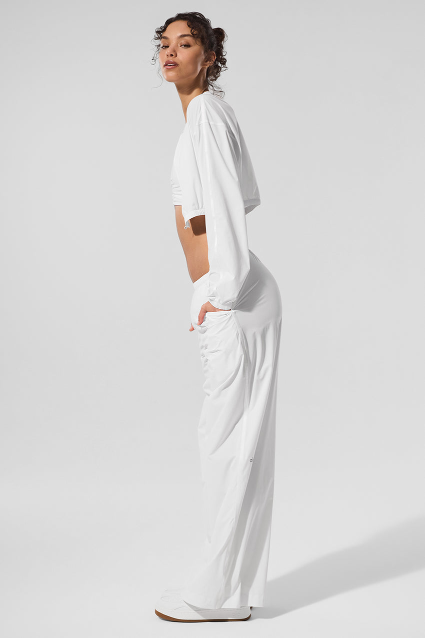 Cropped Breezy Full-Zip Cover Up - White