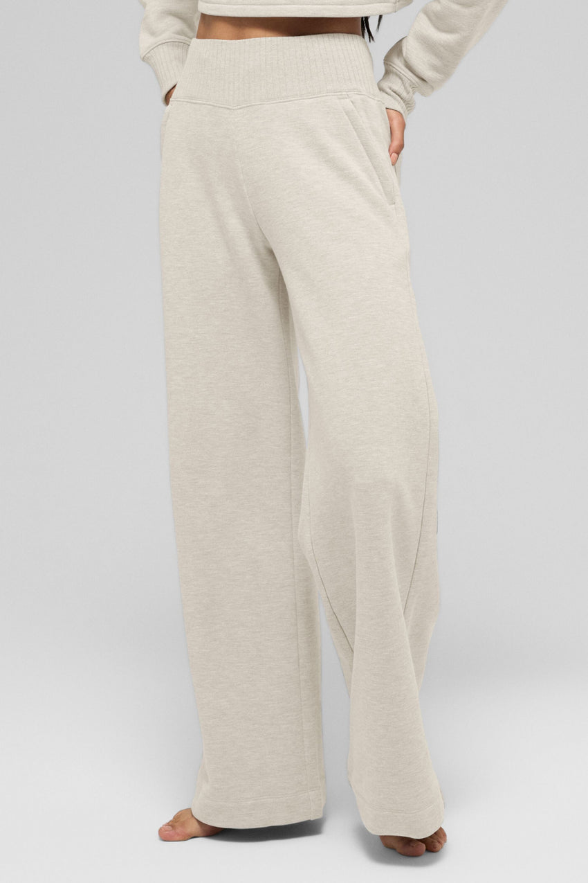 Serenity Wide Leg Sweatpant - Oatmeal Heather