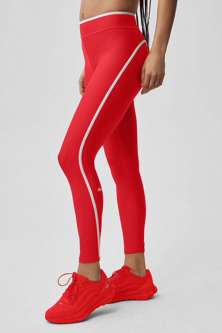 Airlift High Waist Charger 7/8 Legging - Bright Red/White