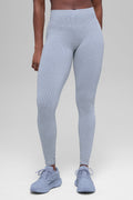 Seamless High-Waist Two Tone Rib Legging - Winter Frost Heather