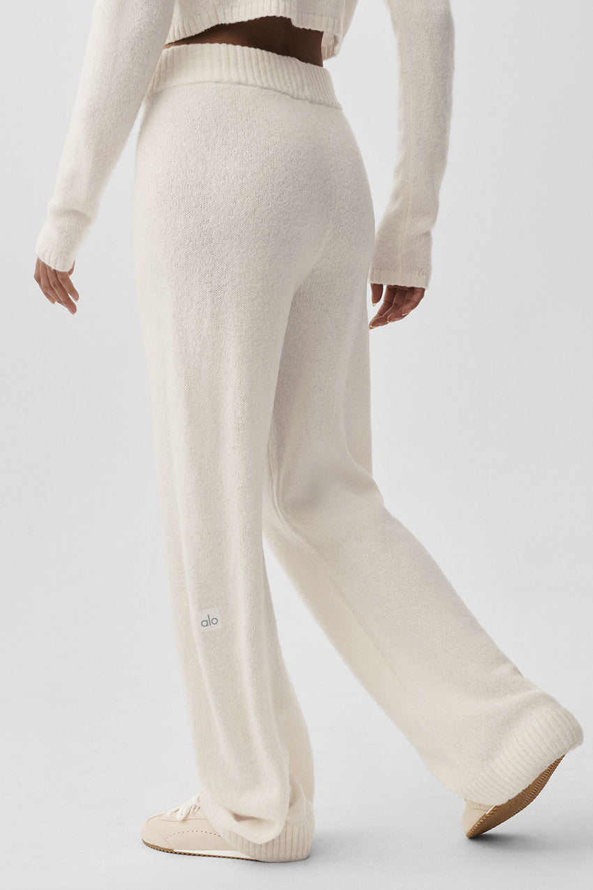 Wool Cashmere High-Waist New Class Wide Leg Pant - Ivory