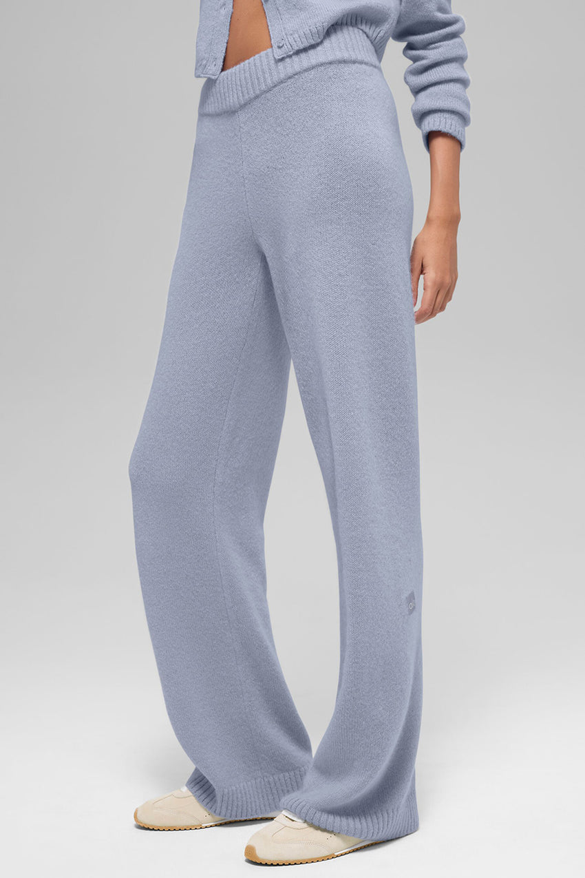 Wool Cashmere High-Waist New Class Wide Leg Pant - Winter Frost