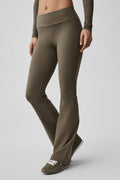 ALO Softsculpt Foldover Flare Legging (Regular) - Olive Tree
