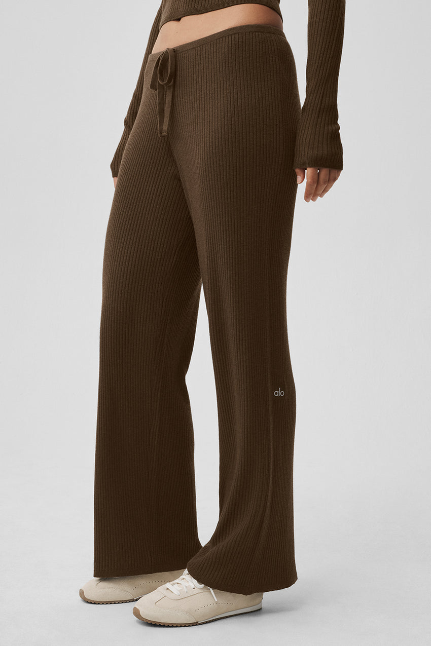Sweater Knit Mid-Rise Unwind Wide Leg Pant - Espresso