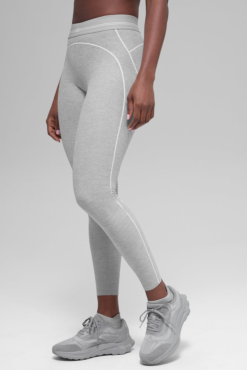 7/8 High-Waist Alosoft Heart Throb Legging - Athletic Heather Grey/White