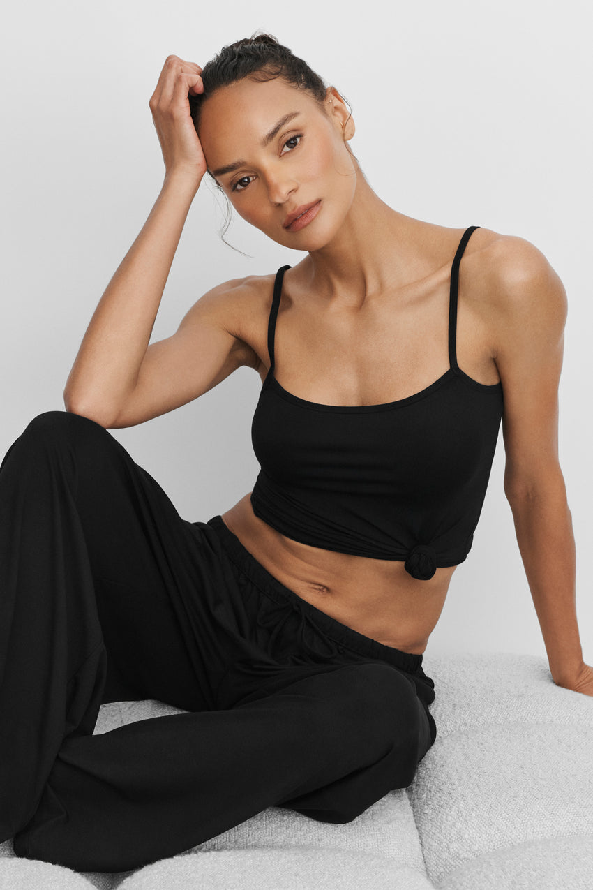 Alosoft Mid-Rise Finesse Wide Leg Sweatpant - Black