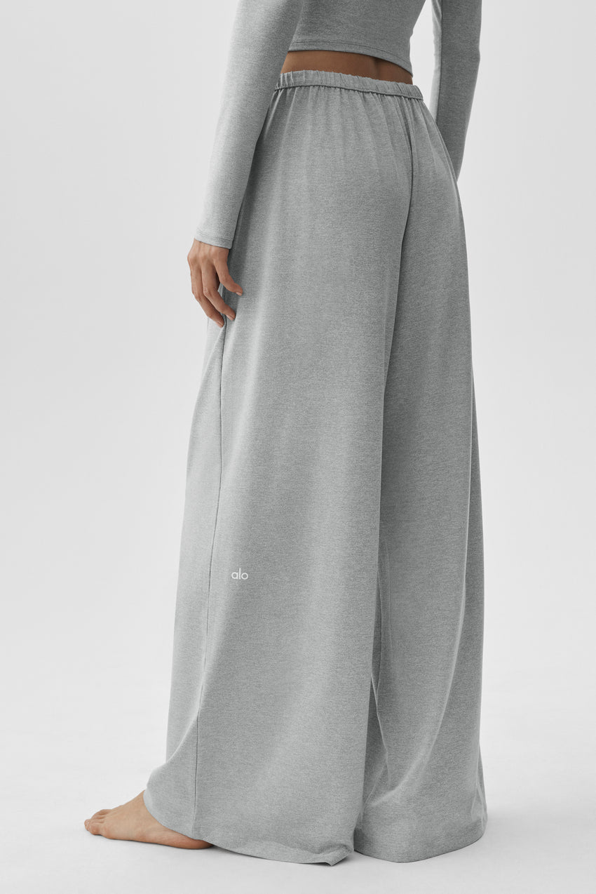Alosoft Mid-Rise Finesse Wide Leg Sweatpant - Vintage Athletic Heather
