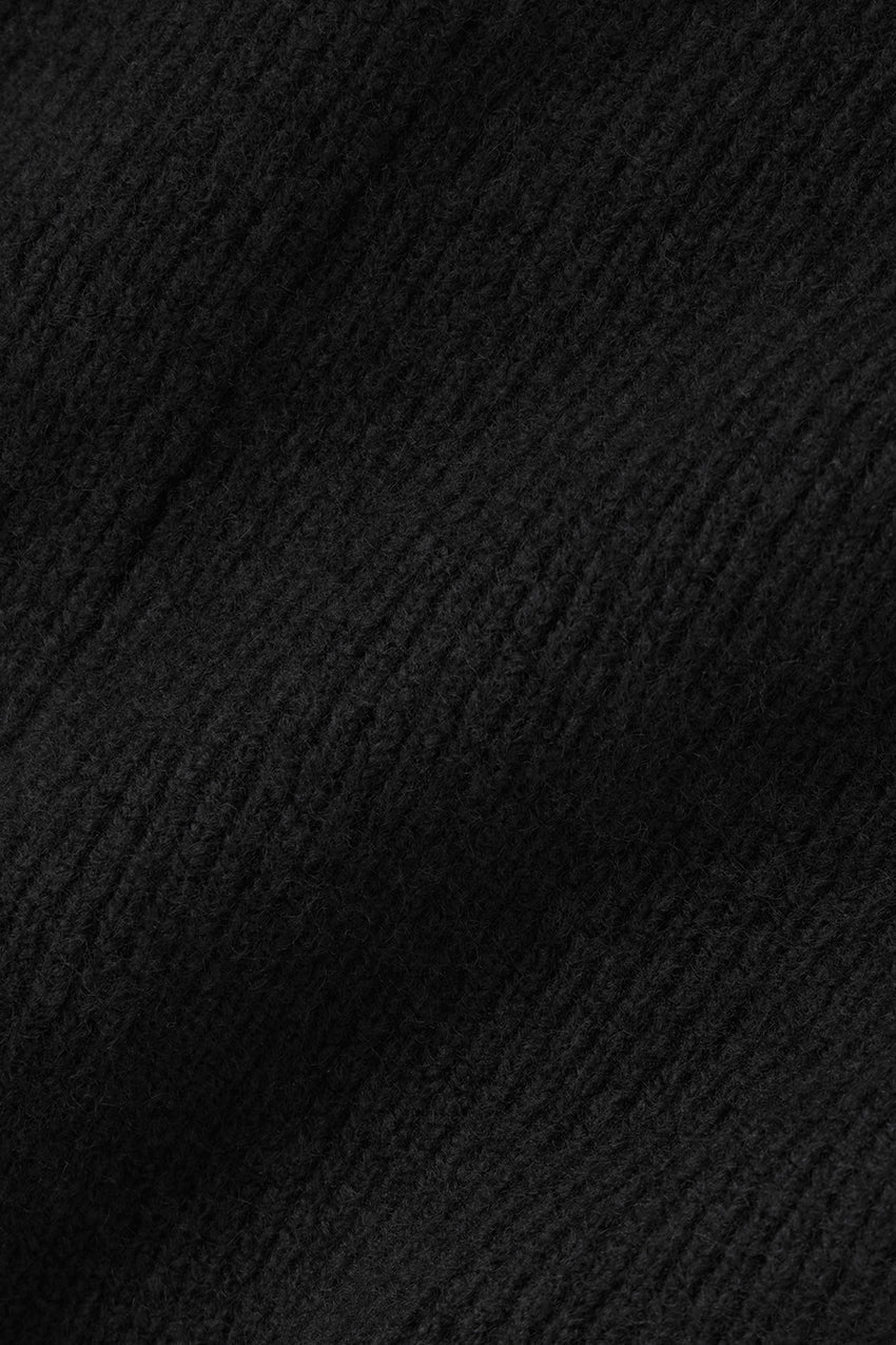 Wool Cashmere Ribbed Noble Short - Black