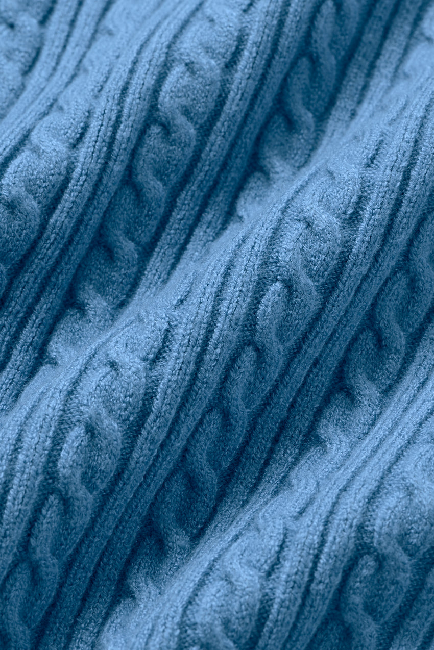 Mini Cable High-Waist Sweater Short - California Blue